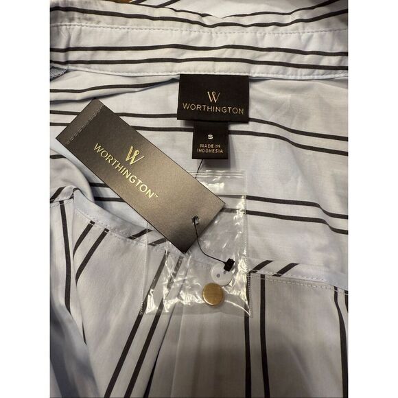 Worthington Womens Blue Striped Tie Waist Blouse Size Small - Picture 7 of 10